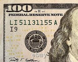 $100 CASH (1) One Hundred Dollar Bill Series 2009 Rare Serial Number LI51131155A