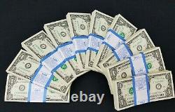 100 New One Dollar Bills J B Series $1 Notes Kansas City Reserve Low #00082001