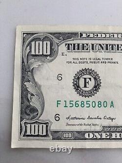 $100 ONE HUNDRED DOLLAR BILL Old / Vintage 1985 Series F District Only 16 mil