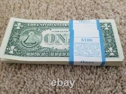 100 One Dollar Bills Consecutive Serial Numbers Uncirculated $100
