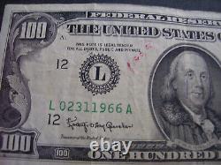 100 One Hundred Dollar Bill 1963 A Low Serial Number L 02311966 A