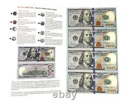 $100 One Hundred Dollar Bill Uncut Currency Sheet Leaf of 4 Notes Series 2009A