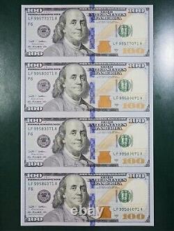 $100 One Hundred Dollar Bill Uncut Currency Sheet Leaf of 4 Notes Series 2009A