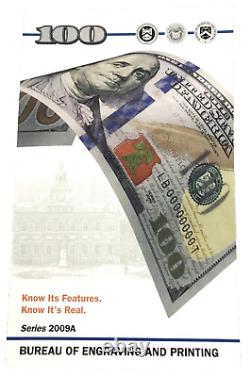 $100 One Hundred Dollar Bill Uncut Currency Sheet Leaf of 4 Notes Series 2009A
