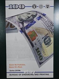 $100 One Hundred Dollar Bill Uncut Currency Sheet Leaf of 4 Notes Series 2009A