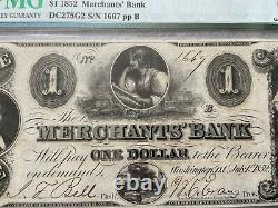 1852 Merchants' Bank, District of Columbia $1 One Dollar Bill PMG Certified