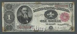 1890 United States $1 One Dollar Red Seal Fr. 349 Treasury Note Ornate Back S120