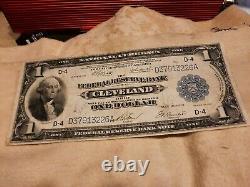 1914-1918 Large Federal Reserve Note Cleveland Ohio $1 One Dollar Bill