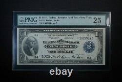 1918 $1 One Dollar Federal Reserve Bank Note New York PMG 25 Free Shipping USA