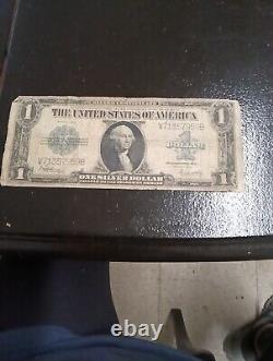 1923 One Dollar Bill Blue Seal Silver Certificate $1 Large Note. V71357959B