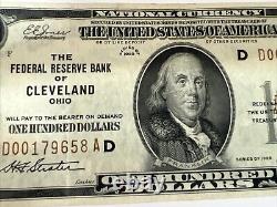 1929 One Hundred Dollar Bill. $100 Note. Cleveland Ohio. D00179658A