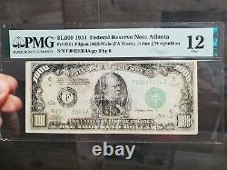 1934 $1000 Federal Reserve Note Atlanta One Thousand Dollar Bill PMG 12 FR2211