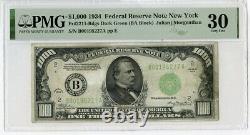 1934 $1000 One Thousand Dollars Federal Reserve Note New York PMG 30 JM188
