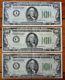 1934 $100 Bill Lot Of 3 A C L District Federal Reserve Note One Hundred Dollar