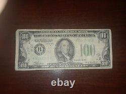 1934 A One Hundred Dollar Bill. US Currency Note $100 Old Money
