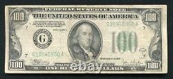 1934-c $100 One Hundred Dollars Frn Federal Reserve Note Chicago, IL Vf