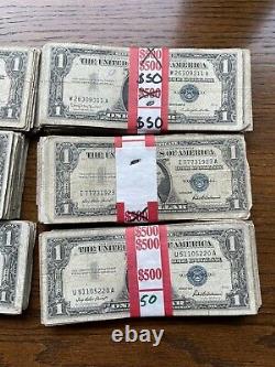 1935 & 1957 Well Circulated One Dollar Silver Certificate Bills Note Lot of 50