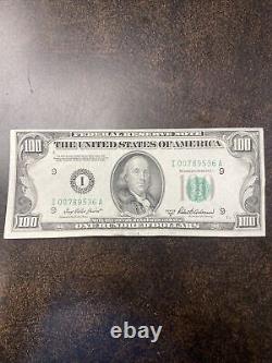 1950-I FEDERAL RESERVE ONE HUNDRED DOLLAR NOTE 100 (GREAT) Low Serial Number