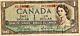1954 Canada One Dollar Bill -error- Ink Smear Serial Numbers