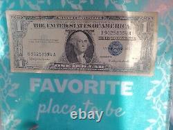 1957 One Dollar Blue Seal Series B note silver certificate old U. S. Bill $1
