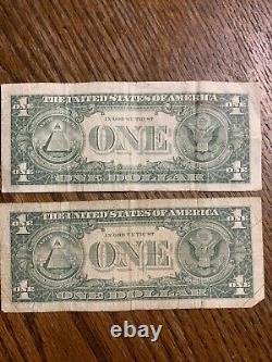 1957 and 1957b one dollar bill silver certificate