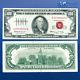 1966 $100 One Hundred Dollars Legal Tender Note Red Seal, Vf #48632