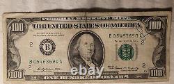 1969 One Hundred Dollar Bill B05463690a Federal Reserve Note Circulated