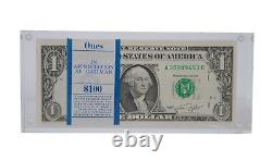 1974 US $100 One Hundred Dollar Bundle Bill Stack Lucite Money Paperweight