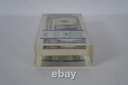 1974 US $100 One Hundred Dollar Bundle Bill Stack Lucite Money Paperweight
