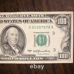 1977 $100 One Hundred Dollar Bill US Federal Reserve Note Philadelphia