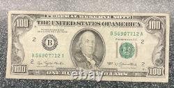 1977 (B) $100 One Hundred Dollar Bill Federal Reserve Note New York Old Vintage