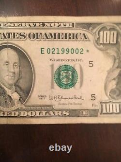 1977 Federal Reserve Star Note One Hundred Dollar Bill. $100