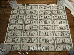 1981 Series $1 One Dollar Bill US Currency Sheet 32 Notes Uncut Uncirculated #5