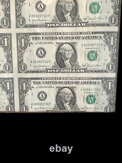 1981 Uncut Sheet (32) $1 BillsFederal Reserve Note UncirculatedFramedEUCRARE