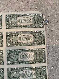 1985 16 BILLS $1 One Dollar Bill Sheet! $1 Bills Connected