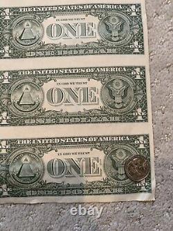 1985 16 BILLS $1 One Dollar Bill Sheet! $1 Bills Connected