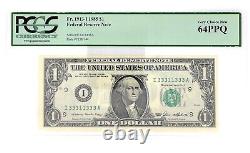 1985 $1 One Dollar Federal Reserve Note Binary Radar Fancy Serial PCGS 64PPQ