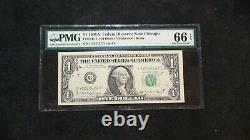 1988 A One Dollar PMG GEM UNC 66 EPQ GREAT SERIAL NUMBER CHICAGO NOTE $1 BILL