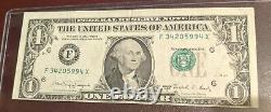 1988 One Dollar Bill Of Center error print Bill Atlanta Georgia