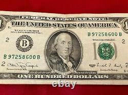1990 (B) $100 One Hundred Dollar Bill Federal Reserve Note New York GREAT CONDIT