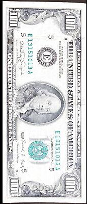 1990 District (E) $100 Federal Reserve Note One Hundred Dollar Bill. 013 A