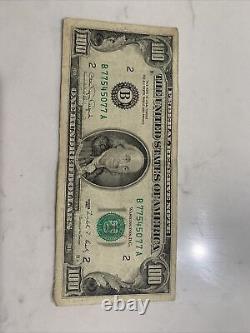 1990 One Hundred Dollar Bill Federal Reserve Note Richmond Virginia Vintage Old
