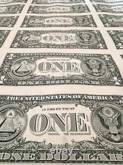 1993 Uncut Sheet Of 32 Uncirculated US One Dollar Bills