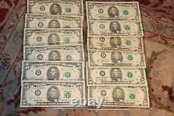1995 One Dollar Bills $1 COMPLETE DISTRICT SET 12 NOTES Federal Reserve