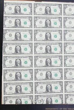 1995 Uncut Uncirculated Sheet 32 of $1 One Dollar Bills Currency Original Card