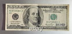 1996 $100 ONE HUNDRED DOLLAR Bill Note HA37301661A Very Clean Lite Circulation