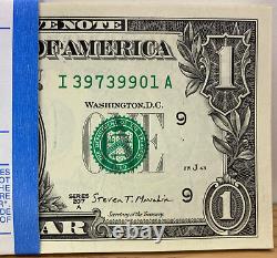 $1.00 Dollar Bills 3 BEP Straps 2021 A-A D-A 2017A I-A Blocks Sequential 1s Runs