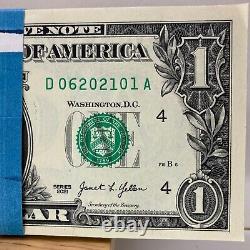 $1.00 Dollar Bills 3 BEP Straps 2021 A-A D-A 2017A I-A Blocks Sequential 1s Runs