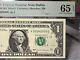$1 2017 Federal Reserve Note Fancy Serial # -k 00062000 C On Pmg 65 Epq