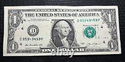 $1 Dollar Bill Error Note Mismatched Ink Black Serial Number